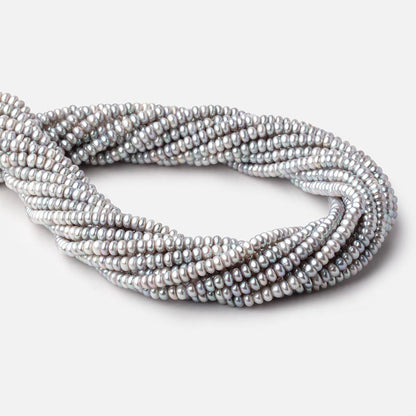 4.5mm Silver Center Drilled Button Freshwater Pearls 15 inch 145 Beads AAA