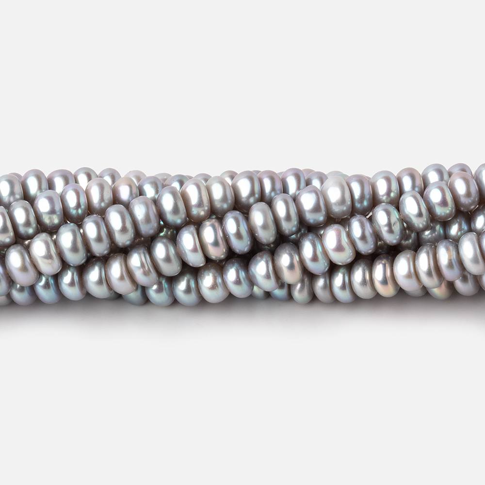 4.5mm Silver Center Drilled Button Freshwater Pearls 15 inch 145 Beads AAA