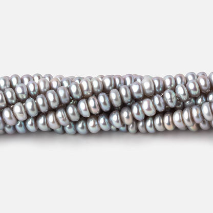 4.5mm Silver Center Drilled Button Freshwater Pearls 15 inch 145 Beads AAA