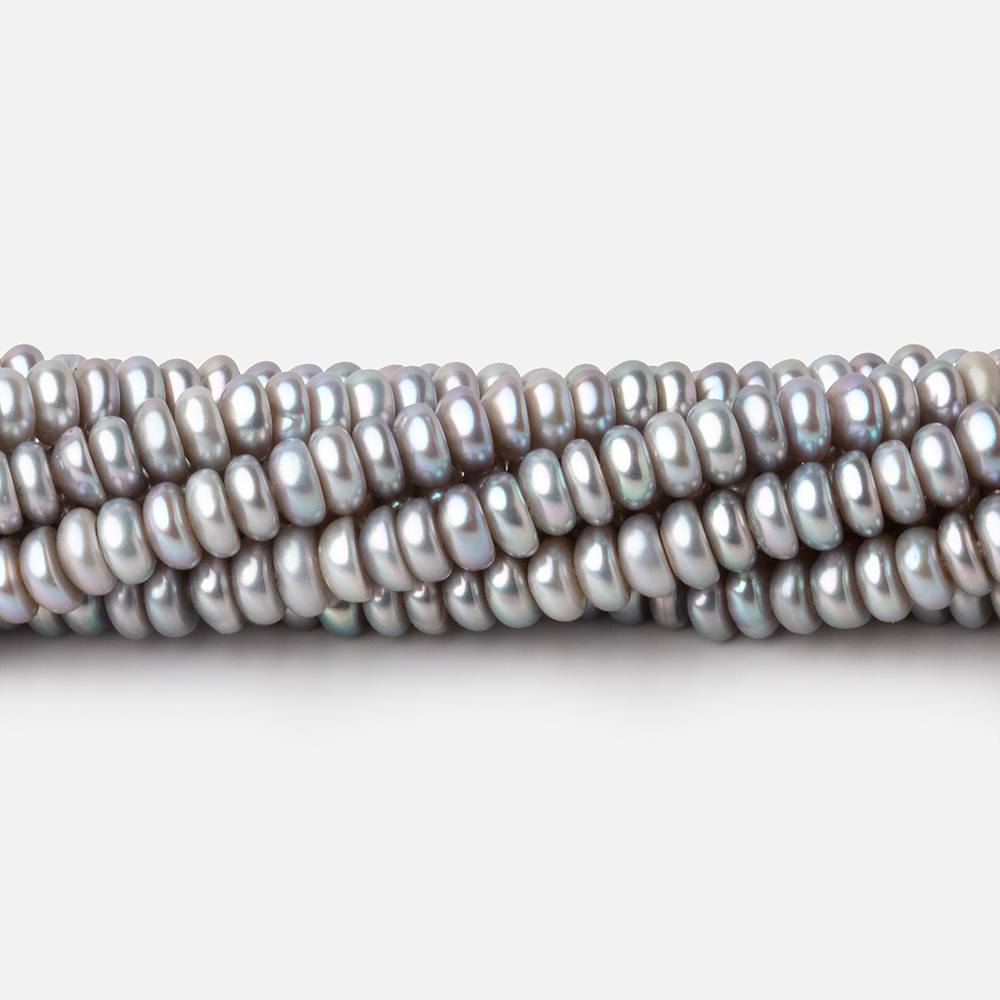 4.5mm Silver Center Drilled Button Freshwater Pearls 15 inch 169 Beads AAA