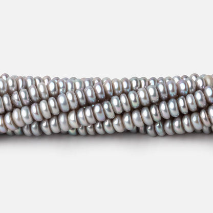 4.5mm Silver Center Drilled Button Freshwater Pearls 15 inch 169 Beads AAA