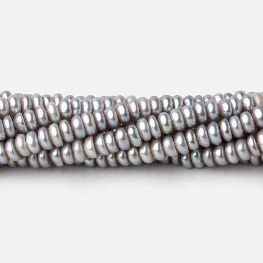 4.5mm Silver Center Drilled Button Freshwater Pearls 15 inch 169 Beads AAA