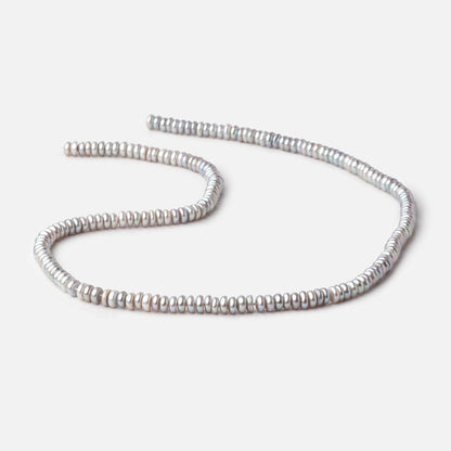 4.5mm Silver Center Drilled Button Freshwater Pearls 15 inch 169 Beads AAA