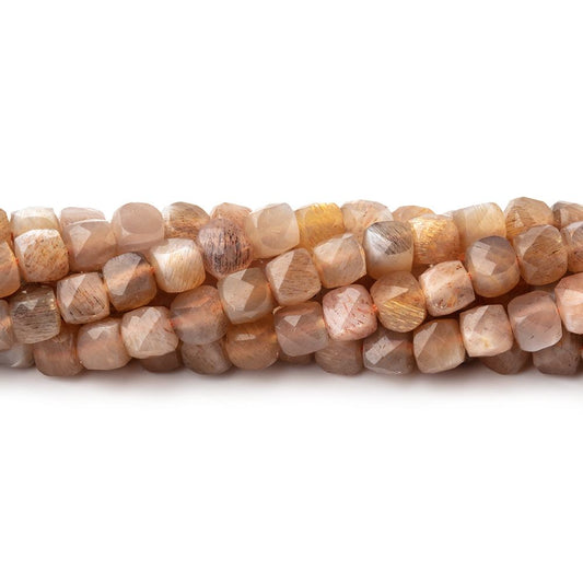 4.5mm Sunstone & Moonstone Micro Faceted Cube Beads 12 inch 70 pieces