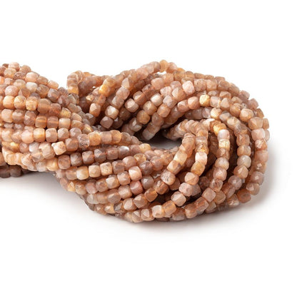 4.5mm Sunstone & Moonstone Micro Faceted Cube Beads 12 inch 70 pieces