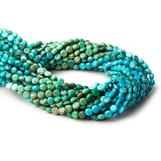 4.5mm Turquoise Plain Coins 13 inch 68 beads A
