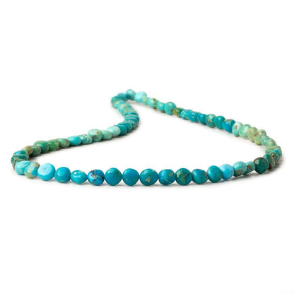 4.5mm Turquoise Plain Coins 13 inch 68 beads A