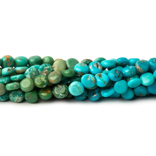 4.5mm Turquoise Plain Coins 13 inch 73 beads A