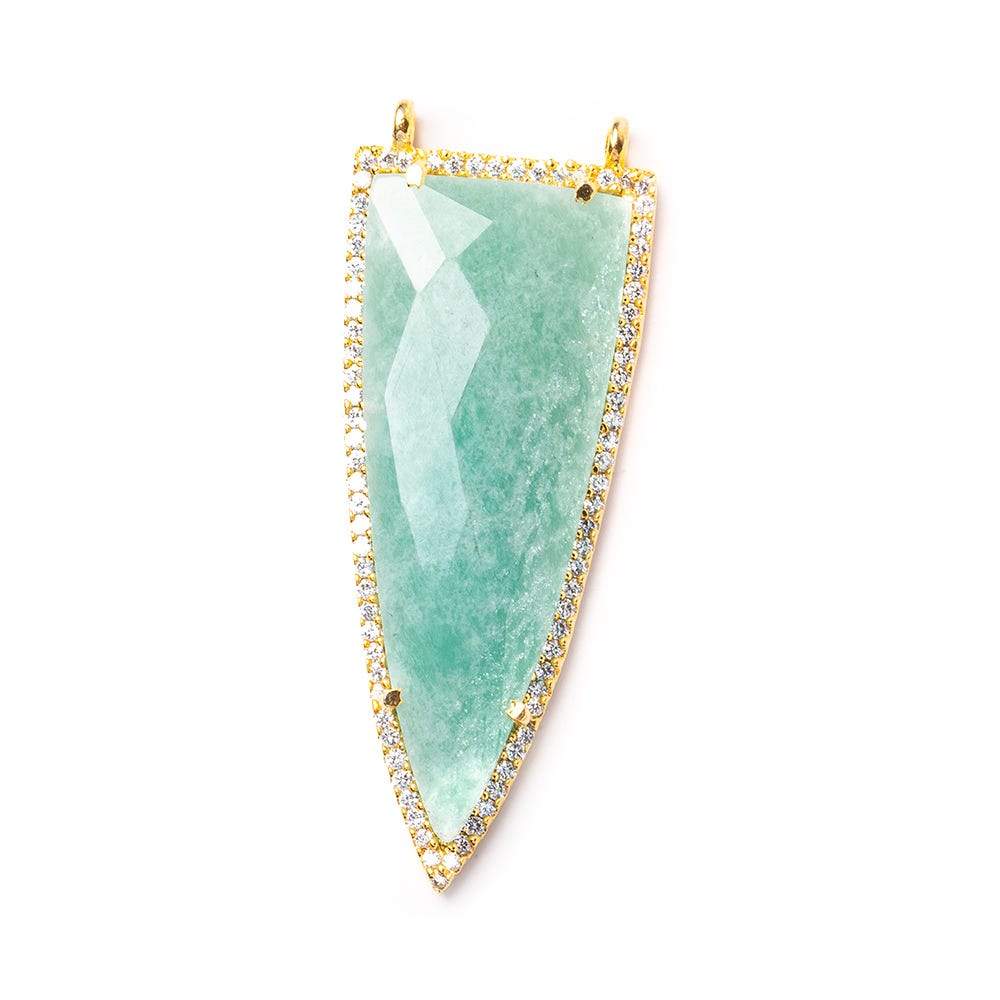 45x18mm Vermeil Bezel CZ & Amazonite Faceted Point Pendant 1 focal bead