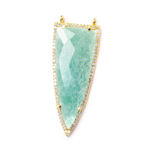 45x18mm Vermeil Bezel CZ & Amazonite Faceted Point Pendant 1 focal bead