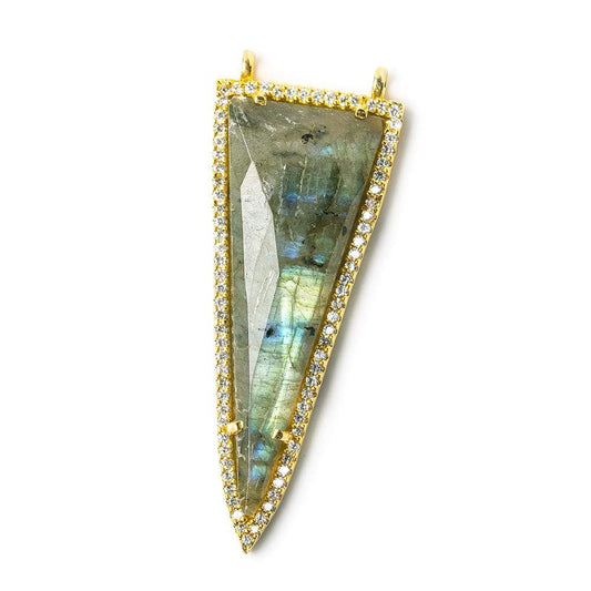 45x18mm Gold Bezel CZ & Labradorite Faceted Point Pendant 1 focal bead