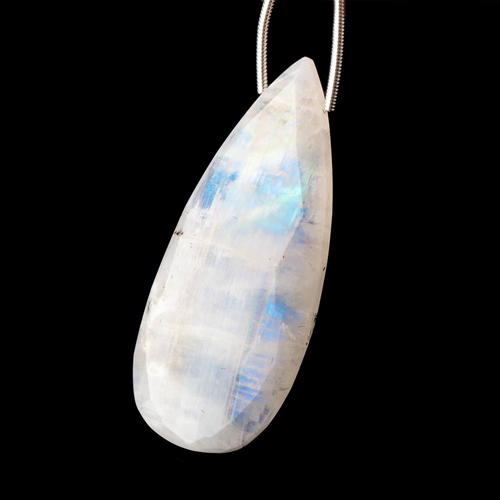 45x20mm Rainbow Moonstone Faceted Pear Focal Bead 1 piece