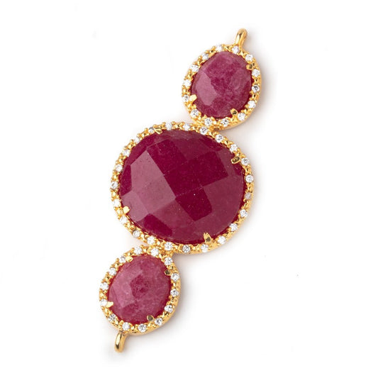 45x20mm Vermeil CZ Bezel Ruby 3 Nugget Connector 1 Focal Bead