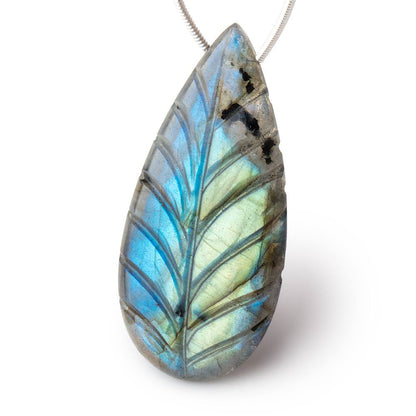 45x22mm Blue Flash Labradorite Carved Pear Focal 1 Bead