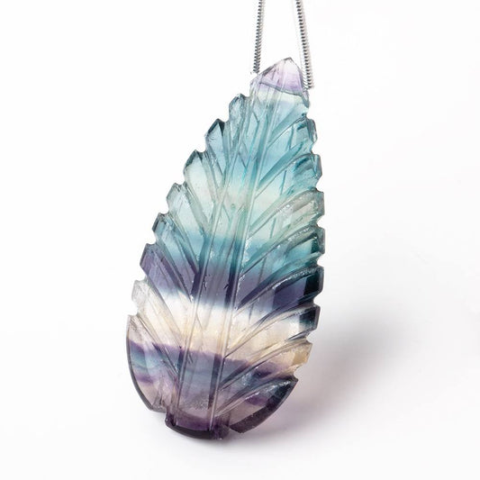 45x22mm Fluorite Hand Carved Pear Focal Bead 1 piece