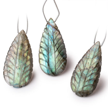 45x22mm Labradorite Hand Carved Pear Focal 1 Bead