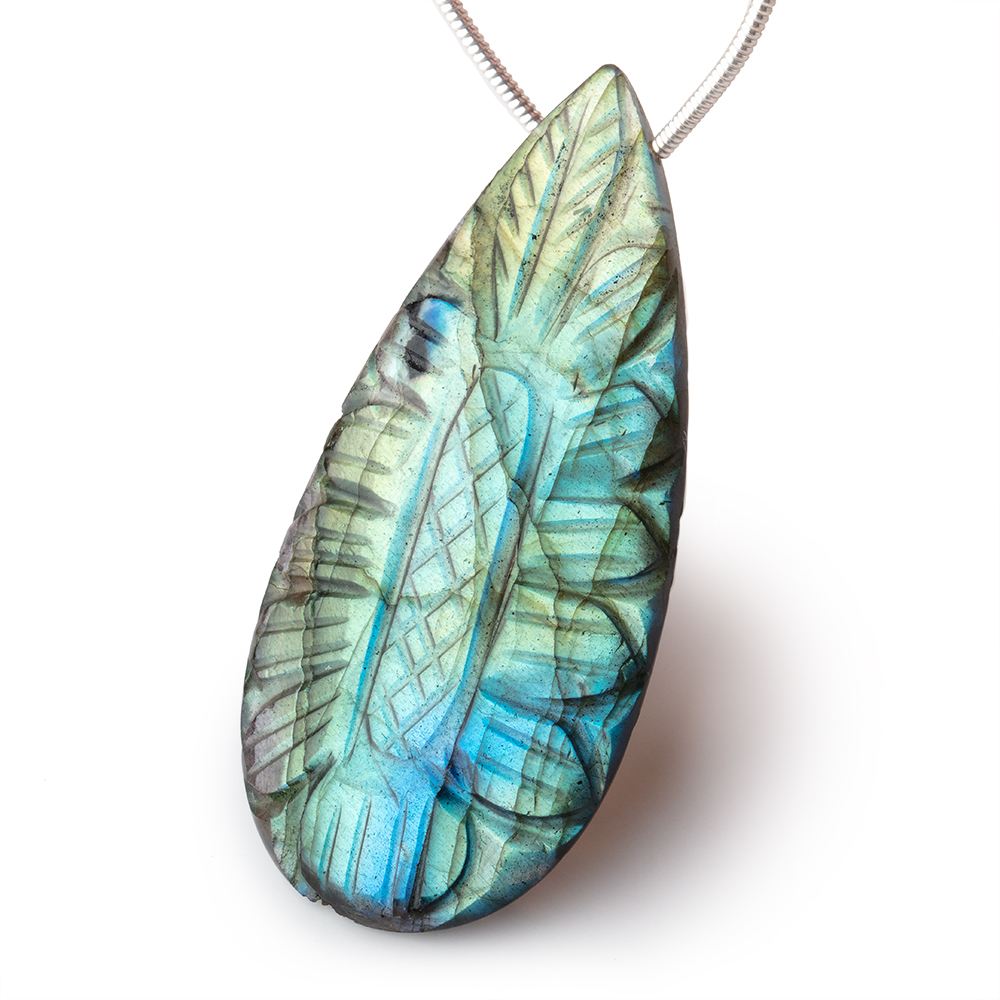 45x22mm Multi Color Flash Labradorite Carved Pear Focal 1 Bead