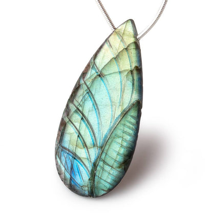 45x22mm Multi Color Flash Labradorite Carved Pear Focal 1 Bead