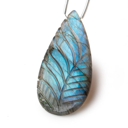 45x22mm Multi Color Labradorite Carved Pear Focal 1 Bead