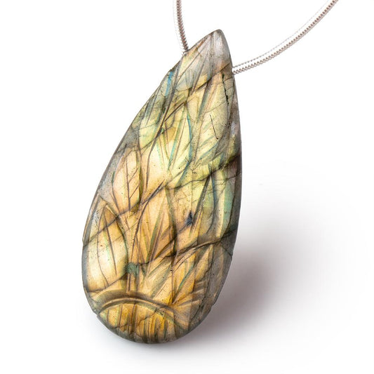 45x22mm Multi Color Labradorite Hand Carved Pear Focal 1 Bead