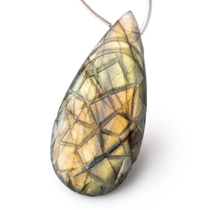 45x22mm Multi Color Labradorite Hand Carved Pear Focal 1 Bead