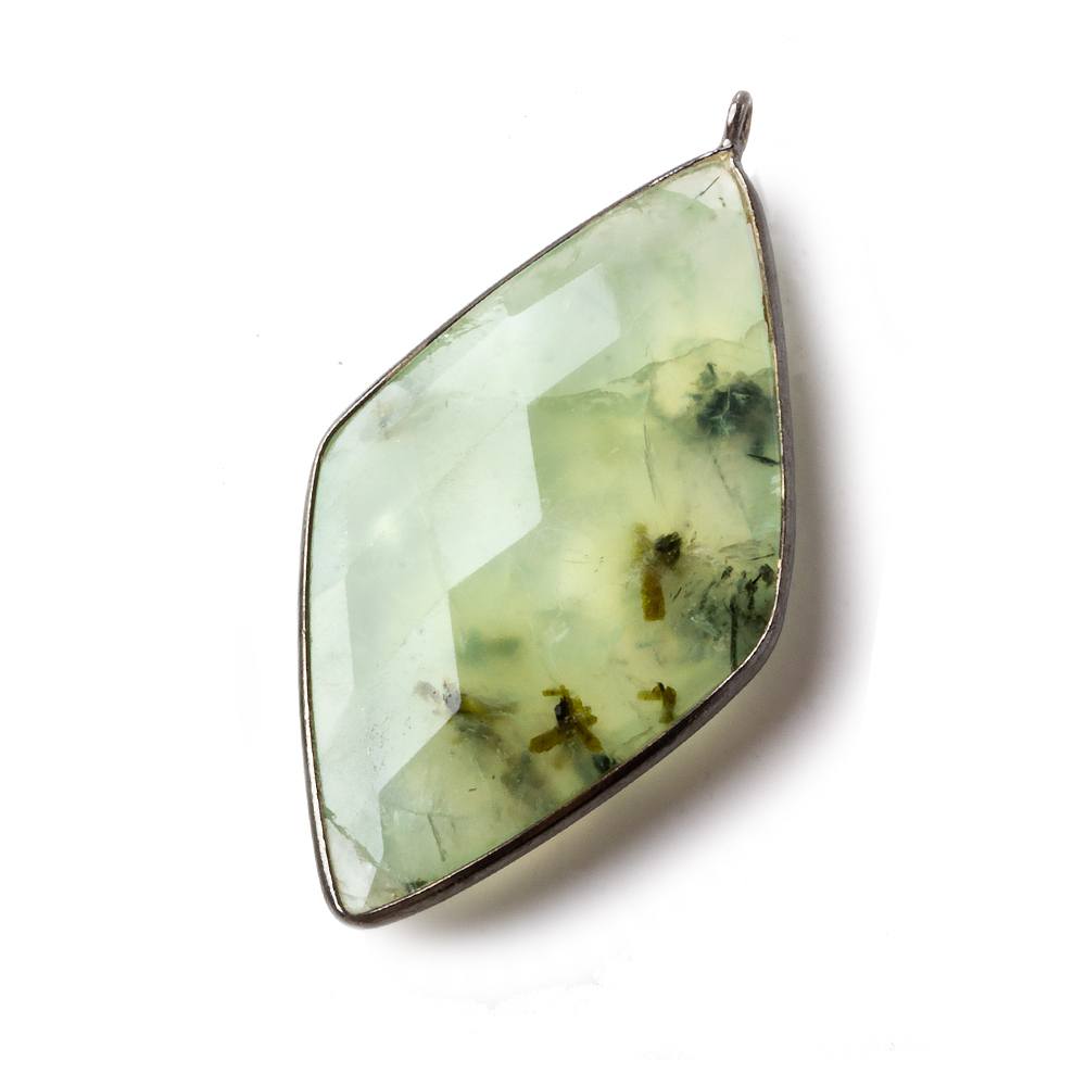 45x24mm Black Gold .925 Bezel Prehnite faceted Kite Pendant 1 piece