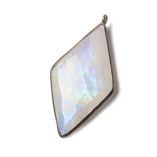 44x25mm Black Gold .925 Bezel Rainbow Moonstone faceted Kite Pendant 1 piece