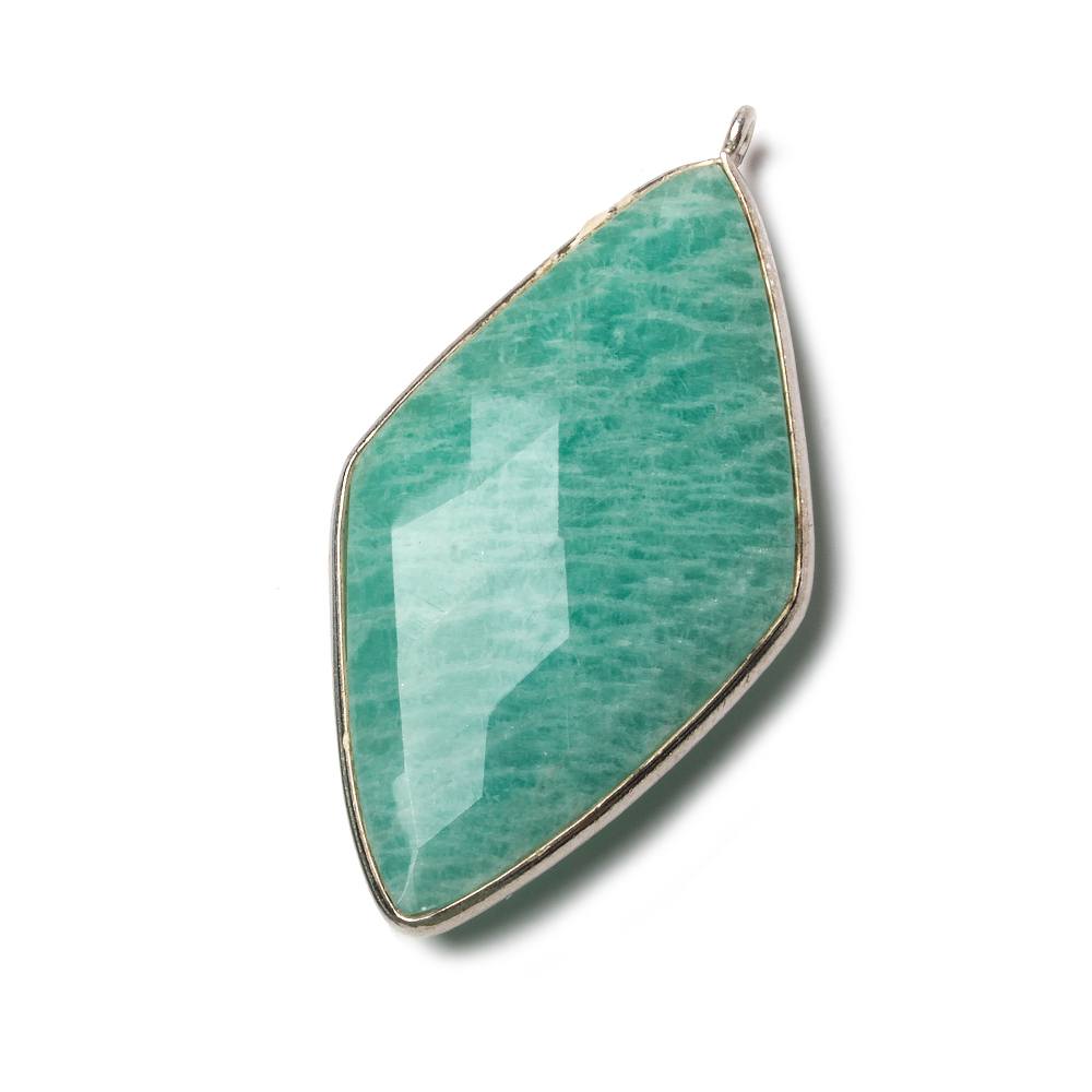 45x24mm Silver Bezel Amazonite faceted Kite Pendant 1 piece