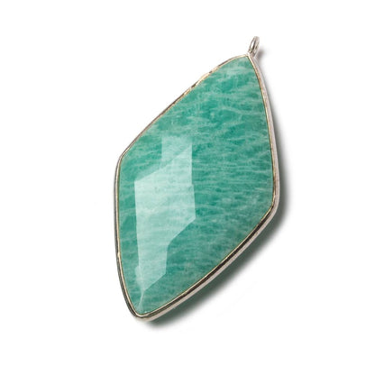 45x24mm Silver Bezel Amazonite faceted Kite Pendant 1 piece