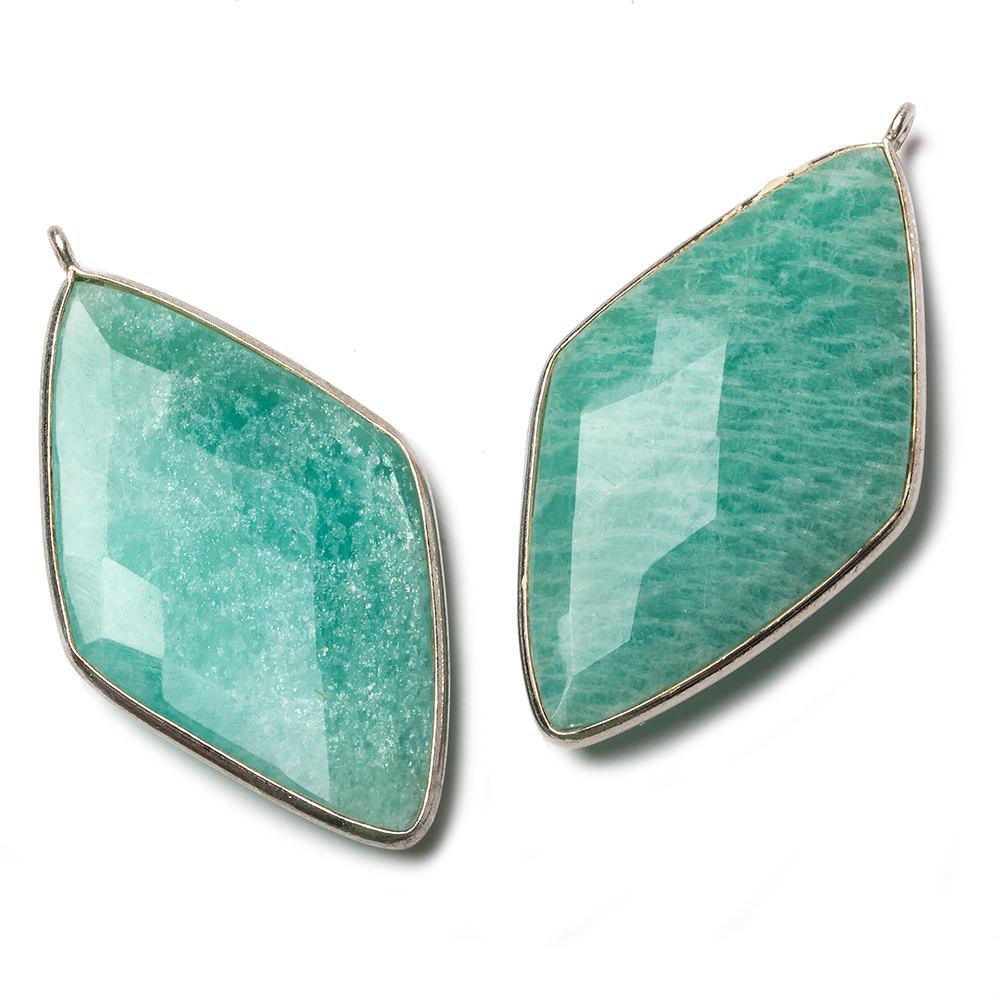 45x24mm Silver Bezel Amazonite faceted Kite Pendant 1 piece