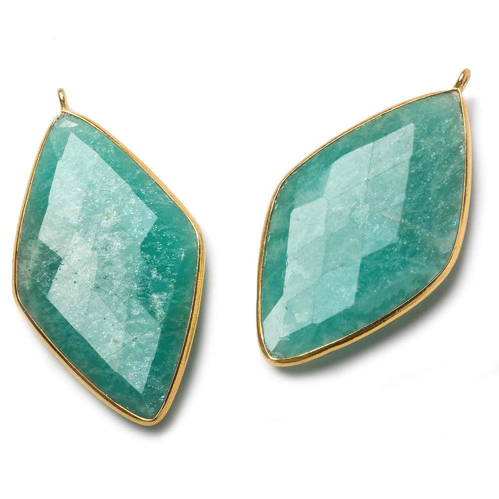 45x24mm Vermeil Bezel Amazonite faceted Kite Pendant 1 piece