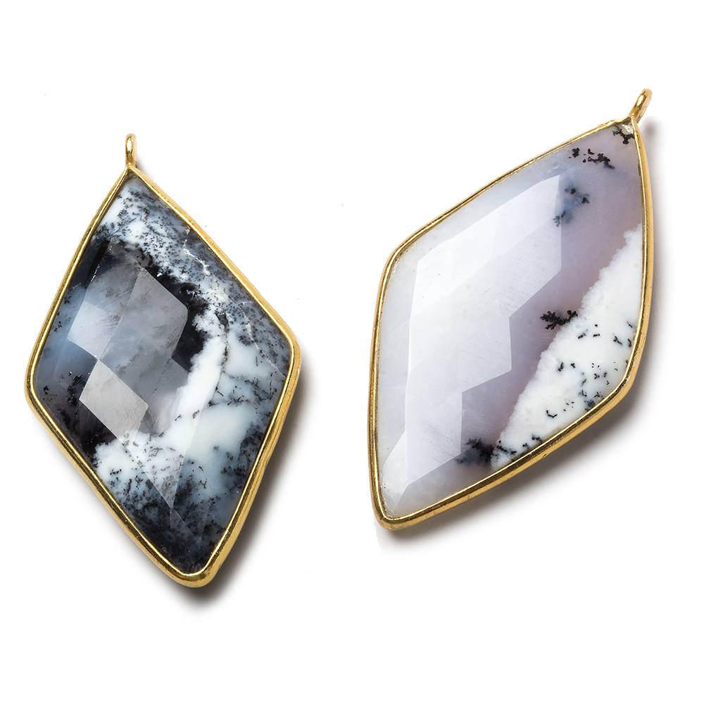 45x24mm Vermeil Bezel Dendritic Opal faceted Kite Pendant 1 piece