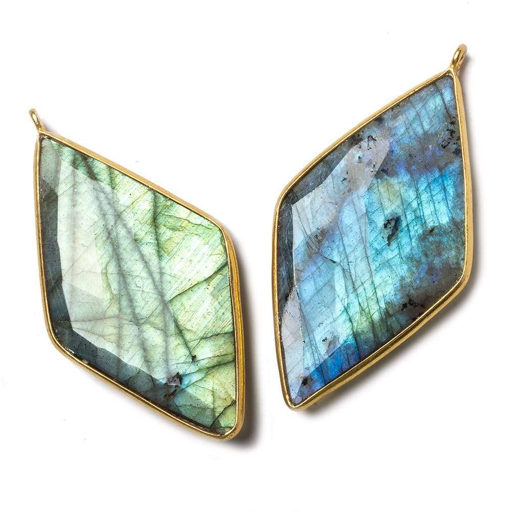 45x24mm Vermeil Bezel Labradorite faceted Kite Pendant 1 piece