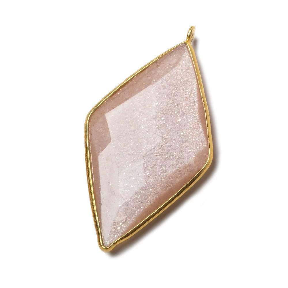 45x24mm Vermeil Bezel Peach Moonstone faceted Kite Pendant 1 piece