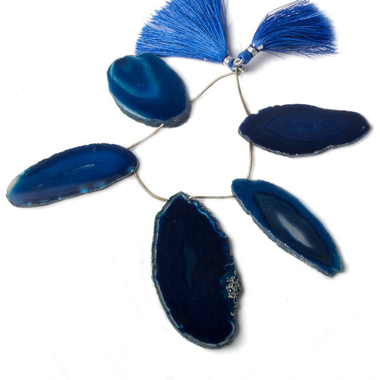 45x32-77x38mm Aegean Blue Agate Polished Slice Beads 5 pieces
