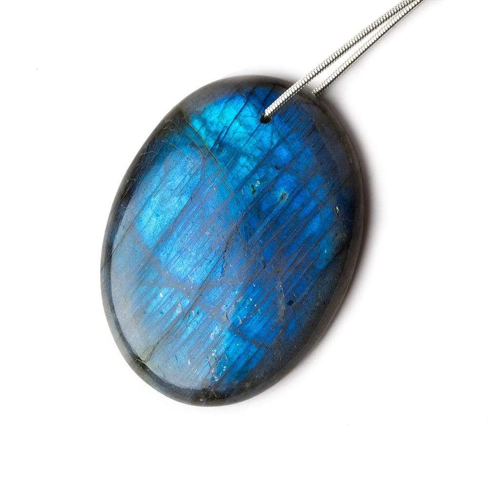 45x34x7.5mm Neon Blue Labradorite plain oval focal bead 1 piece AAA