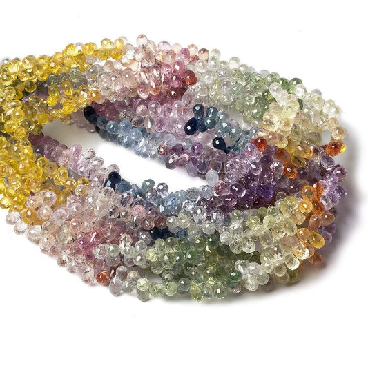 4.5x3mm Fancy Sapphire Faceted Tear Drop Beads 16 inch 275 pieces AA