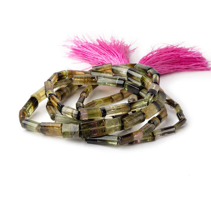 4.5x4-14x5mm Polychromatic Tourmaline Natural Tubes 18 inch 44 Beads AA