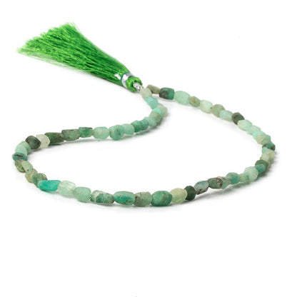 4.5x4-6x4.5mm Matte Colombian Emerald tumbled plain nuggets 12 inch 54 beads A
