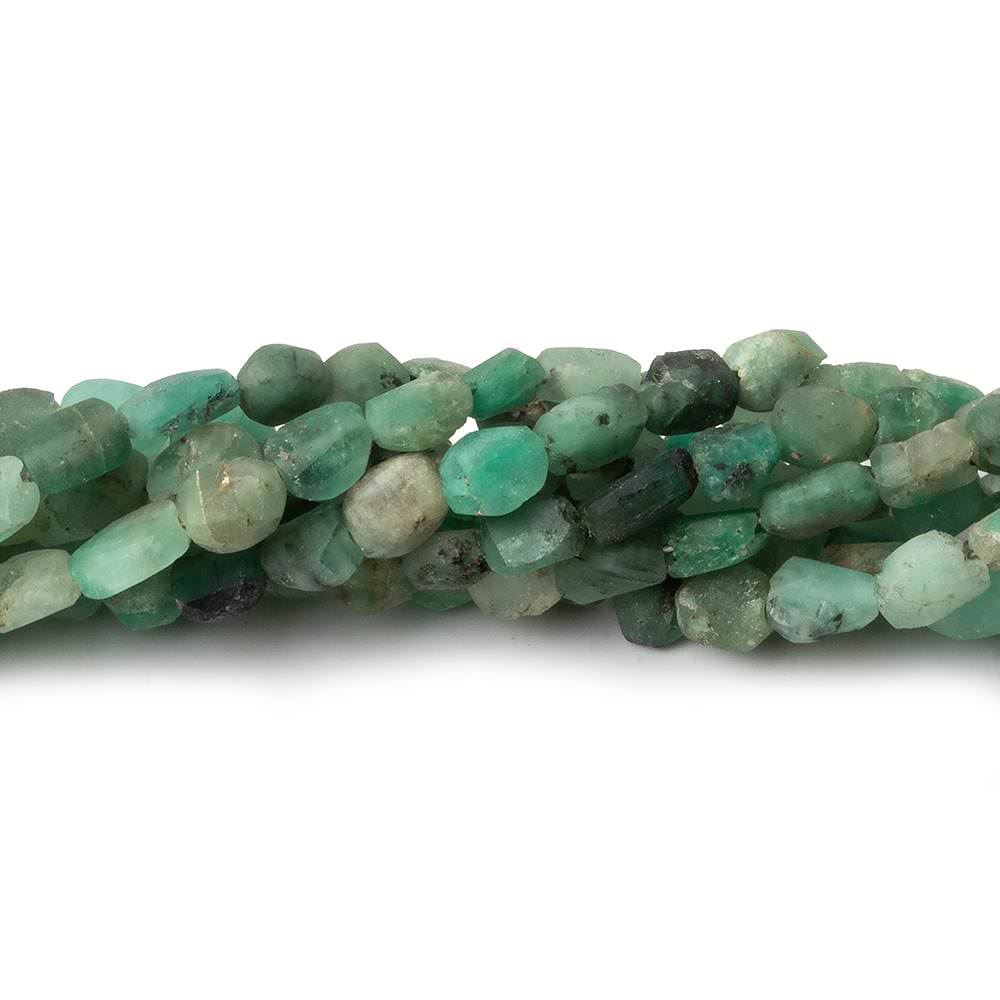 4.5x4-6x4.5mm Matte Colombian Emerald tumbled plain nuggets 12 inch 54 beads A