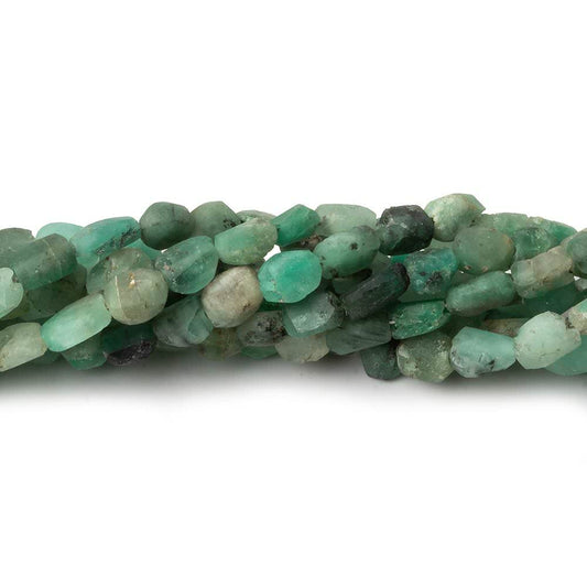 4.5x4-6x4.5mm Matte Colombian Emerald tumbled plain nuggets 12 inch 54 beads A