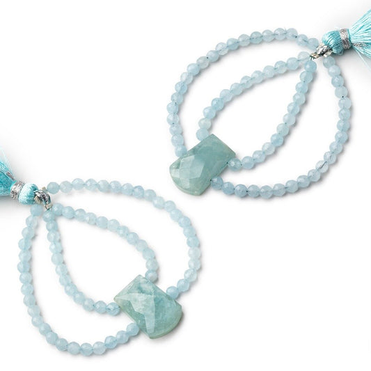 45x45mm Aquamarine Fancy Focal Beads Sold as a Set of 2