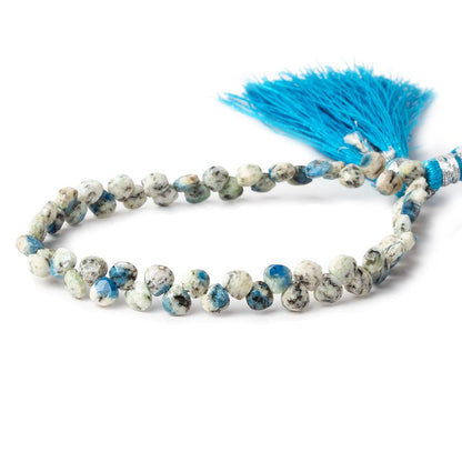 4.5x4.5mm K2 Azurite Granite "K2 Jasper" Petite Faceted Hearts 8 inch 61 beads