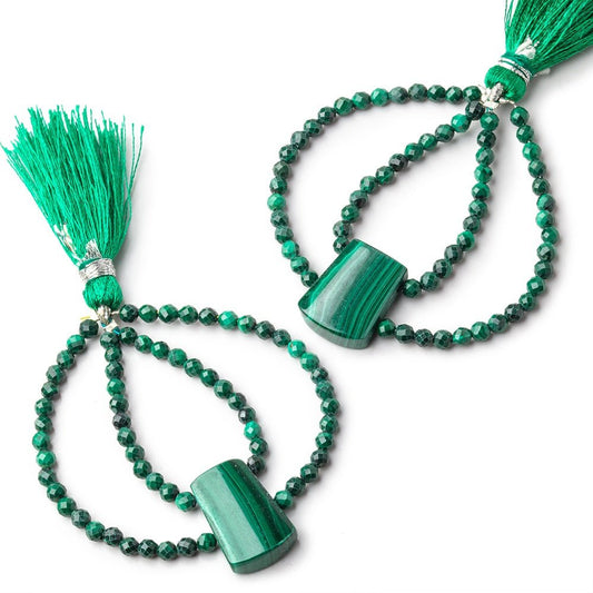45x45mm Malachite Fancy Focal Beads Sold as a Set of 2
