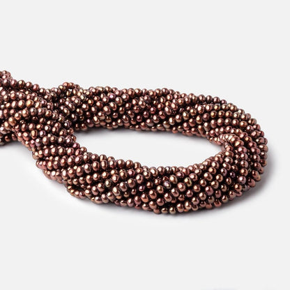 4.5x4mm Chocolate Brown Side Drilled Off Round Freshwater Pearls 16 inch 110 pieces