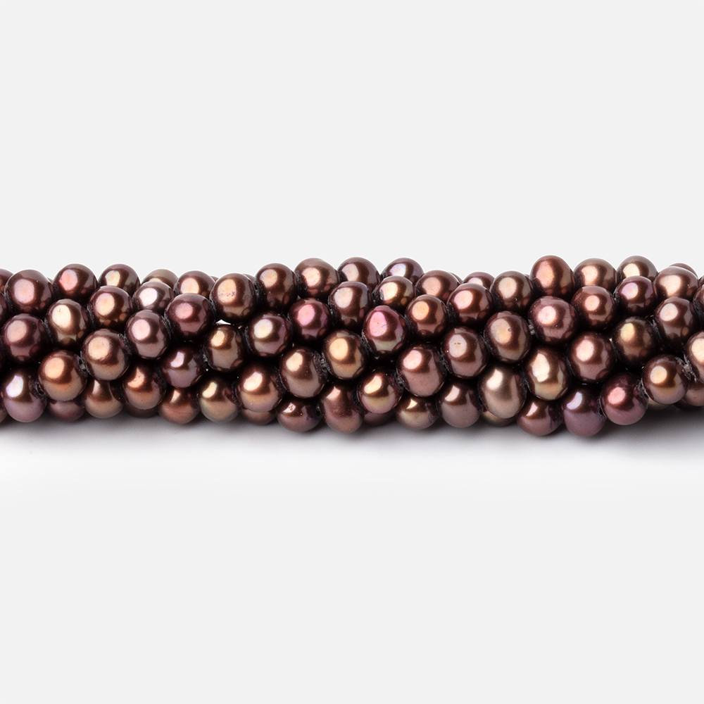 4.5x4mm Walnut Brown Side Drilled Off Round Freshwater Pearls 16 inch 110 pieces