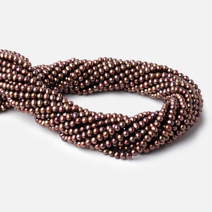 4.5x4mm Walnut Brown Side Drilled Off Round Freshwater Pearls 16 inch 110 pieces