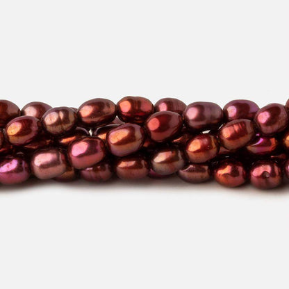 5x4.5-5.5x4.5mm Tri Color Red straight drilled Oval freshwater pearls 15 inch 74 pieces A