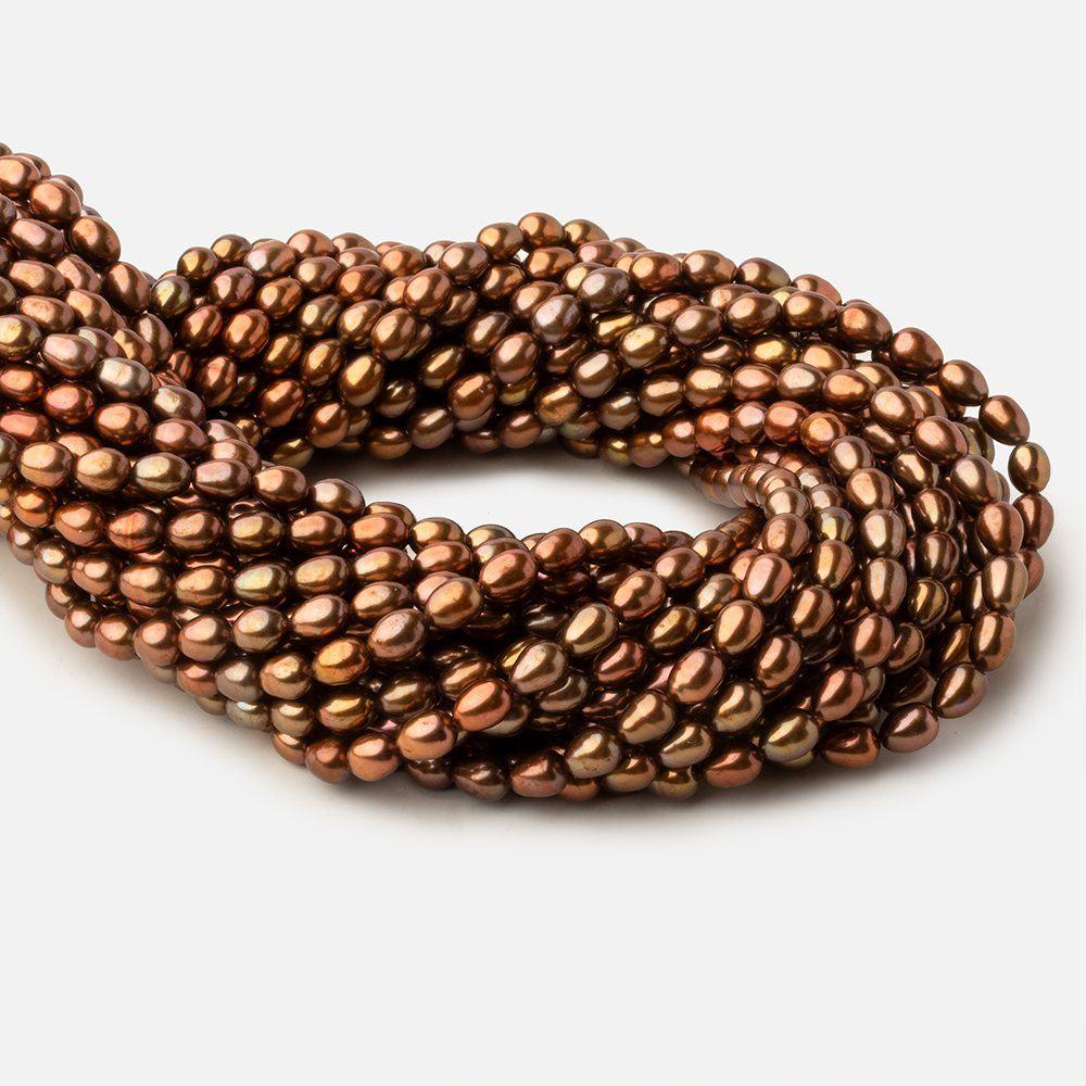 5x7mm Tri Color Brown straight drilled Oval freshwater pearls 15 inch 59 pieces A