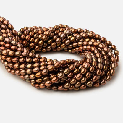 5x7mm Tri Color Brown straight drilled Oval freshwater pearls 15 inch 59 pieces A